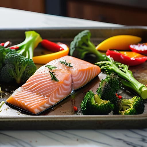 Sheet Pan Salmon and Seasonal Veggies.