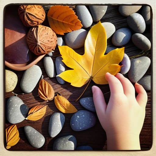 Children creating Nature Collage Art.