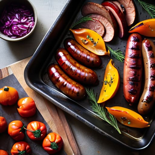 Sheet pan Sausage, Peppers, and Onions.