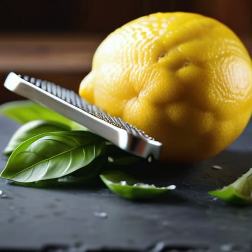 Zesting lemon with a heavy-duty microplane.