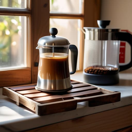 A rustic coffee station made from pallets.