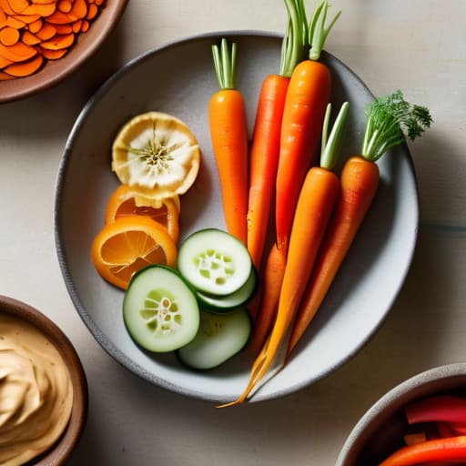 Healthy hummus and veggie sticks snack.
