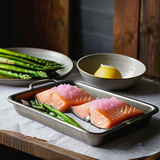 Sheet Pan Lemon-Garlic Salmon with asparagus.