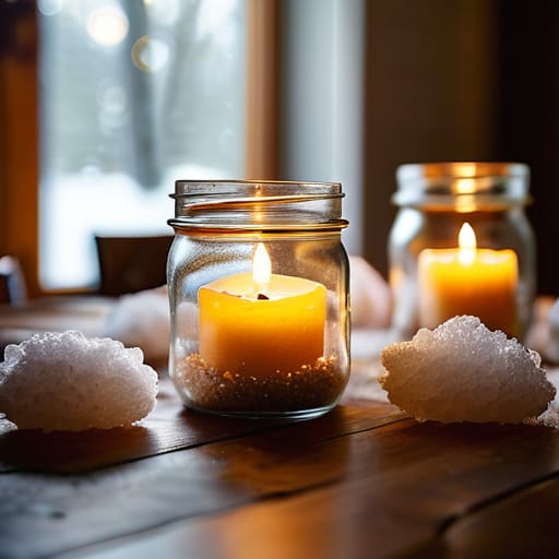 DIY Upcycled Glass Jar Lanterns with salt.
