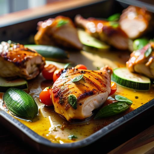 One-Pan Pesto Chicken and Veggies sheet pan.