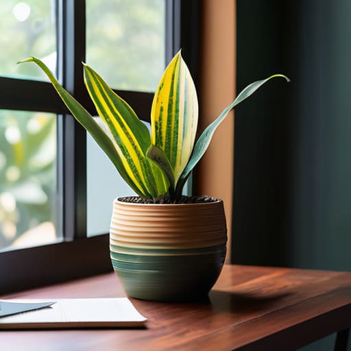 The Indestructible Snake Plant in home office.
