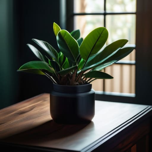 Shiny leaves of The Hardy ZZ Plant.